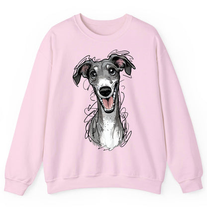 Smiling Greyhound Caricature greyhound Sweatshirt Light Pink product mockup