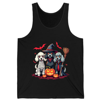 Spooky Poodle Trio Halloween dogs Tank Top Black product mockup