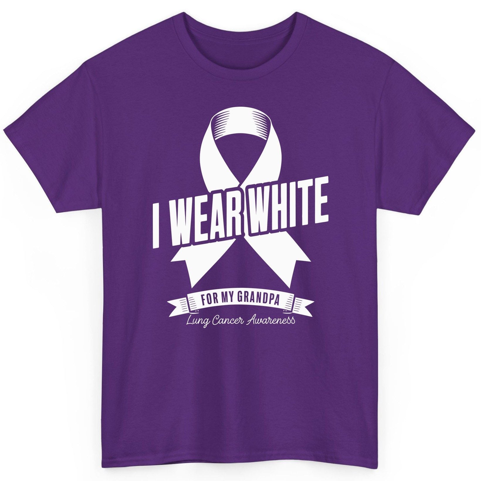 I Wear White for My Grandpa lung cancer awareness T-Shirt Purple product mockup