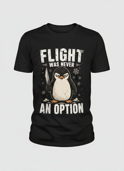 Flight Was Never an Option Funny Penguin T-Shirt - product mockup - Black
