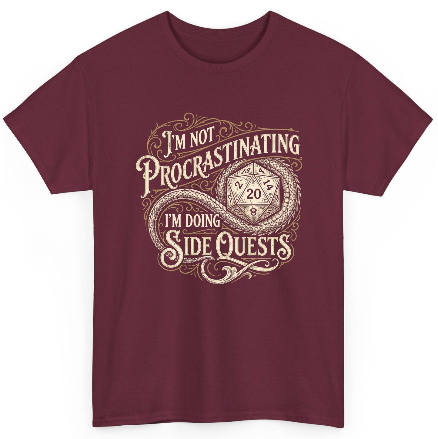 I'm Not Procrastinating I'm Doing Side Quests rpg gaming T-Shirt Maroon product mockup