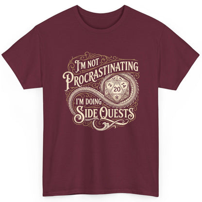 I'm Not Procrastinating I'm Doing Side Quests rpg gaming T-Shirt Maroon product mockup