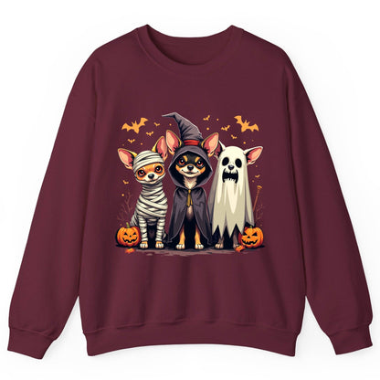 Chihuahua Halloween Costumes chihuahua dogs in Halloween costumes Sweatshirt Maroon product mockup