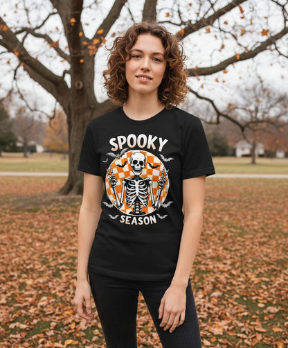 Spooky Season Halloween skeleton T-Shirt Black lifestyle mockup