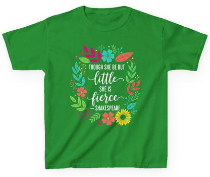 Though She Be but Little She Is Fierce - Shakespeare empowerment Youth T-Shirt Irish Green product mockup