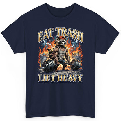Eat Trash Lift Heavy raccoon T-Shirt Navy product mockup