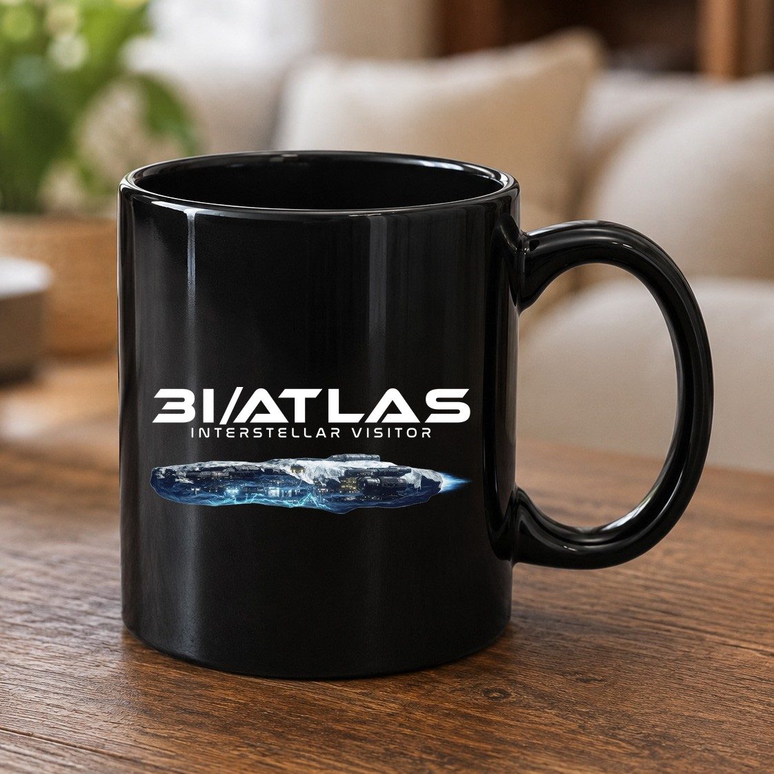 31 Atlas Interstellar Visitor sci-fi spaceship Black Mug Black product mockup