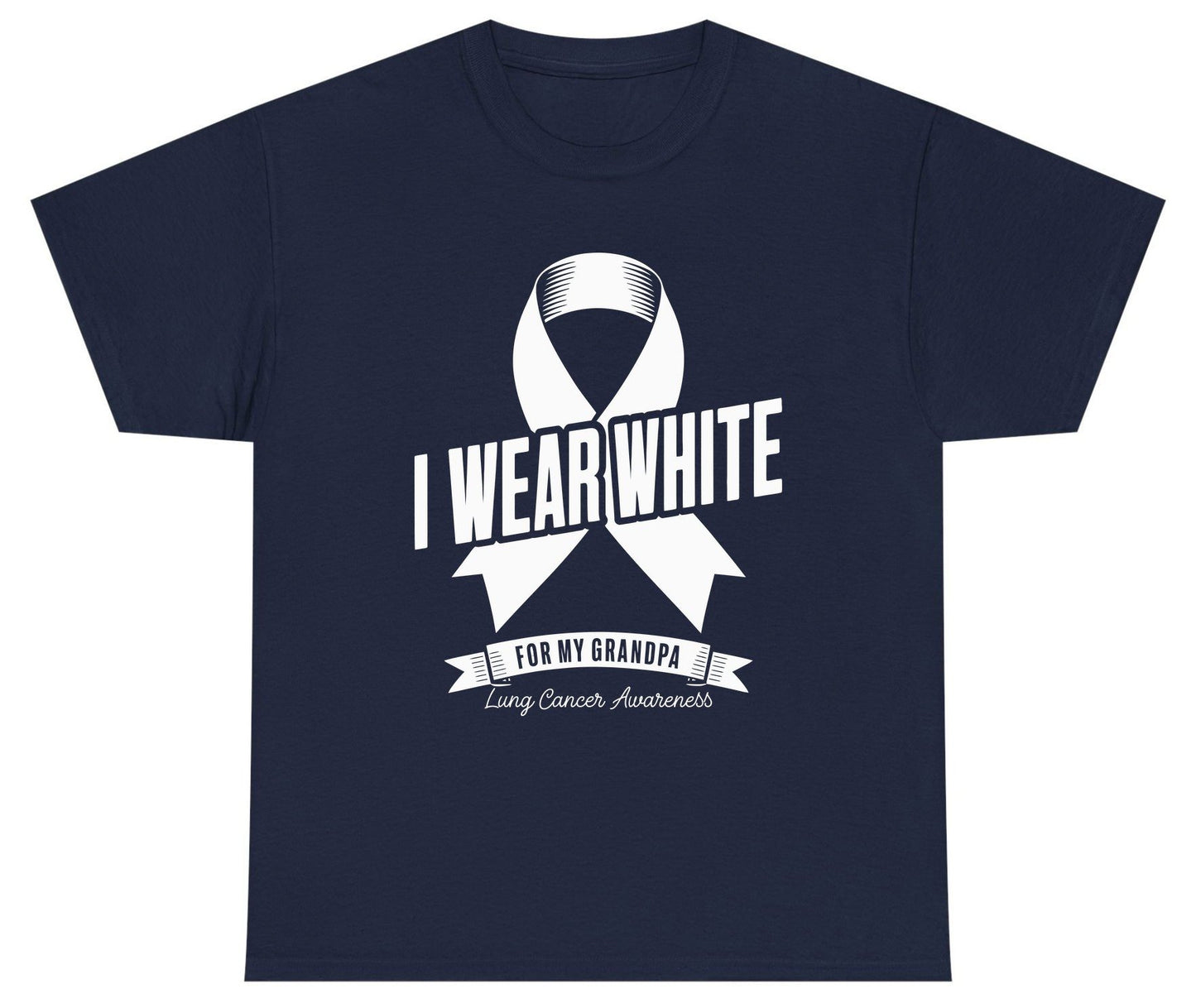 I Wear White for My Grandpa lung cancer awareness Youth T-Shirt Navy product mockup