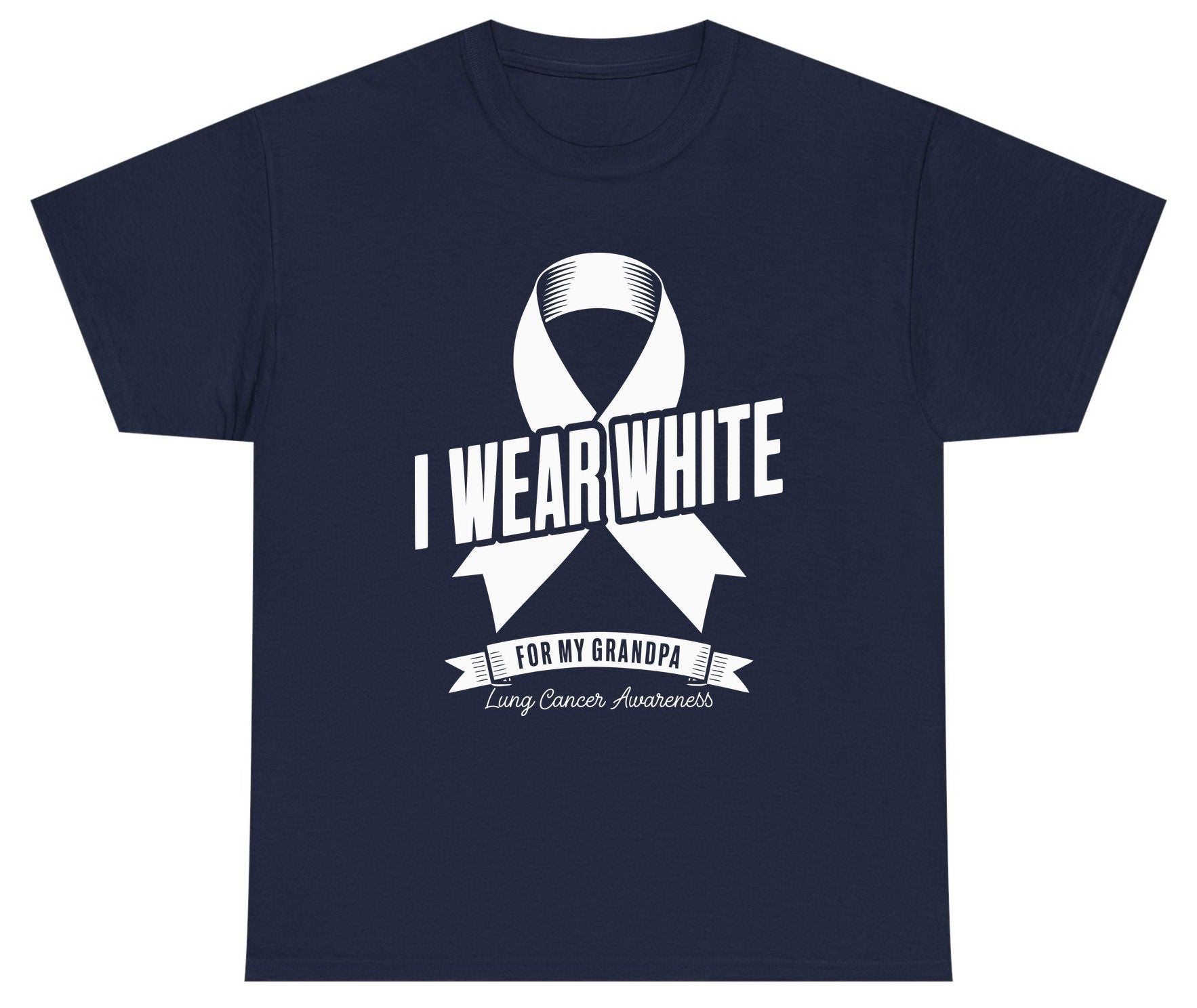 I Wear White for My Grandpa lung cancer awareness Youth T-Shirt Navy product mockup
