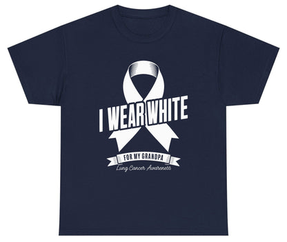 I Wear White for My Grandpa lung cancer awareness Youth T-Shirt Navy product mockup