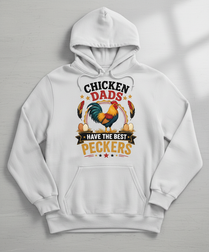 Chicken Dads Have The Best Peckers Funny Rooster T-Shirt Hoodie - White