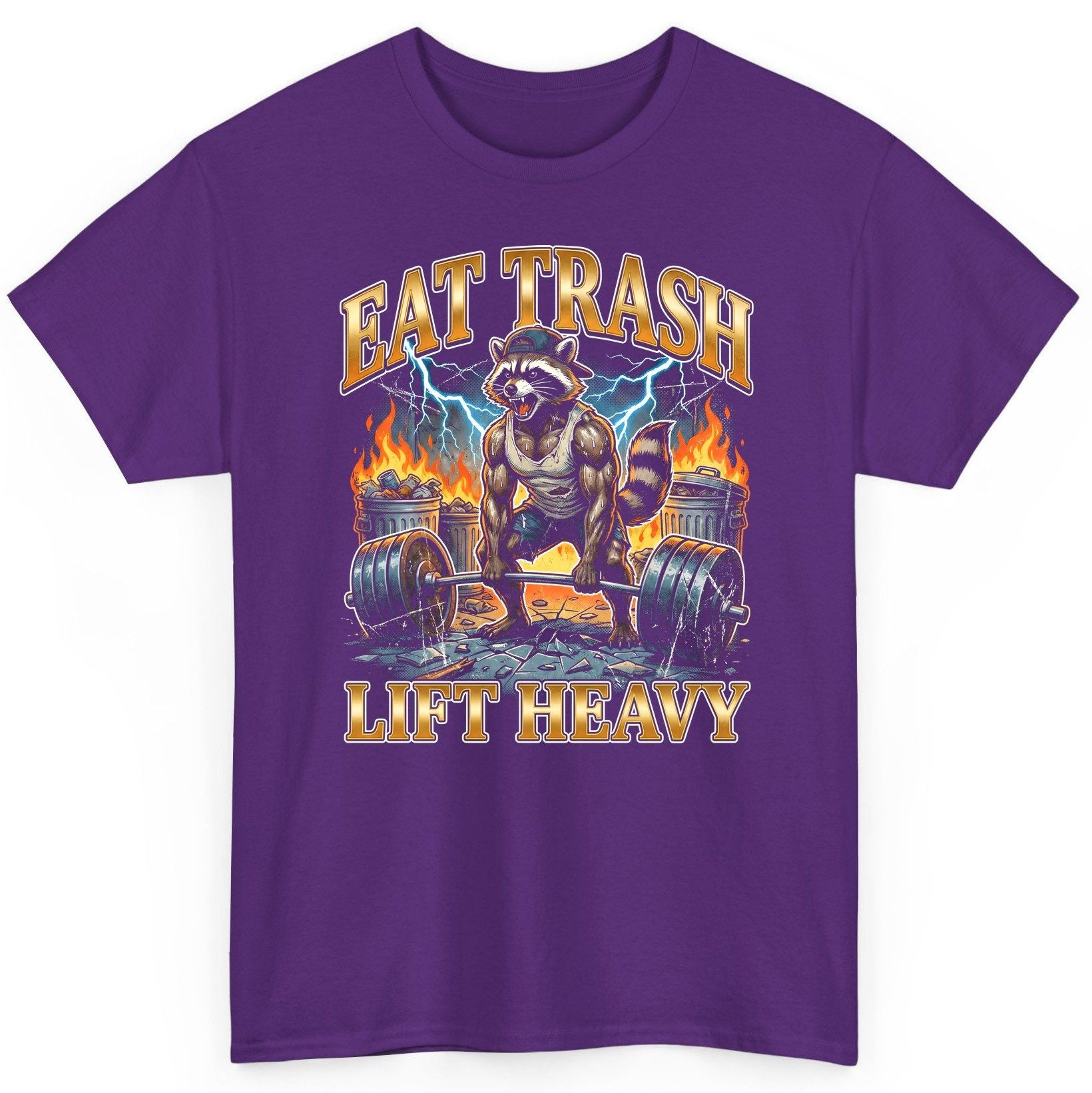 Eat Trash Lift Heavy raccoon T-Shirt Purple product mockup