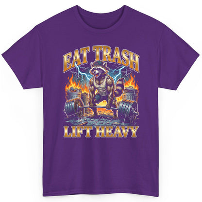 Eat Trash Lift Heavy raccoon T-Shirt Purple product mockup