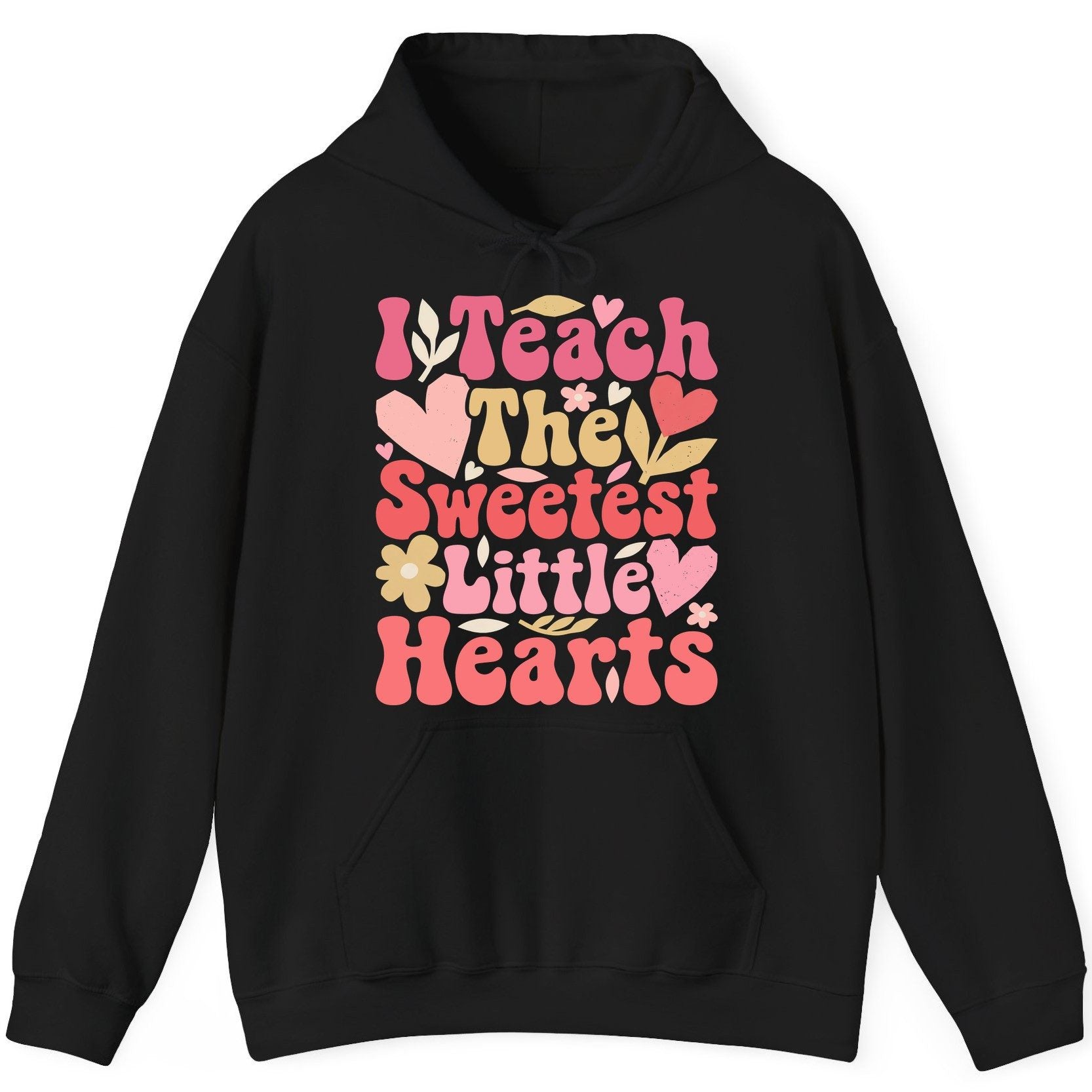 I Teach the Sweetest Little Hearts teaching Hoodie Black product mockup