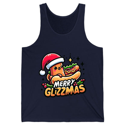 Merry Glizzmas hot dog Tank Top Navy product mockup