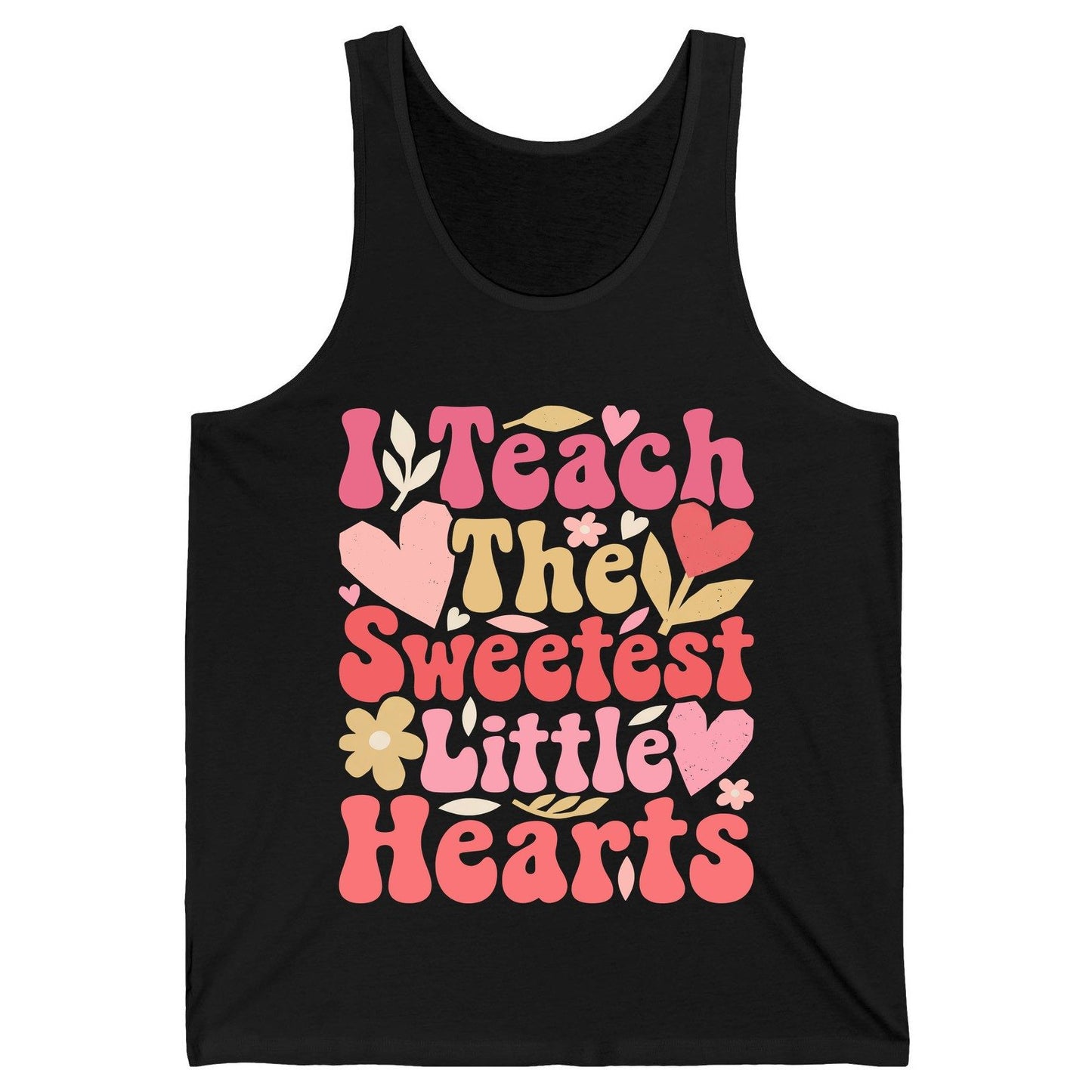 I Teach the Sweetest Little Hearts teaching Tank Top Black product mockup