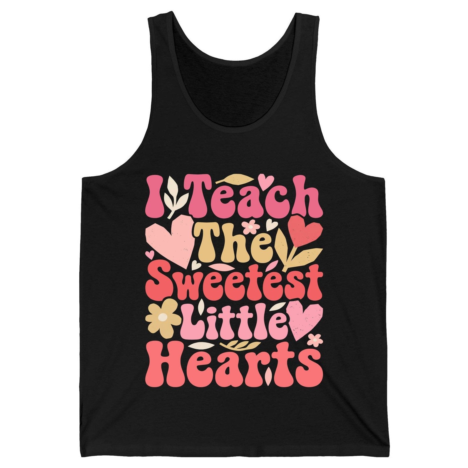I Teach the Sweetest Little Hearts teaching Tank Top Black product mockup