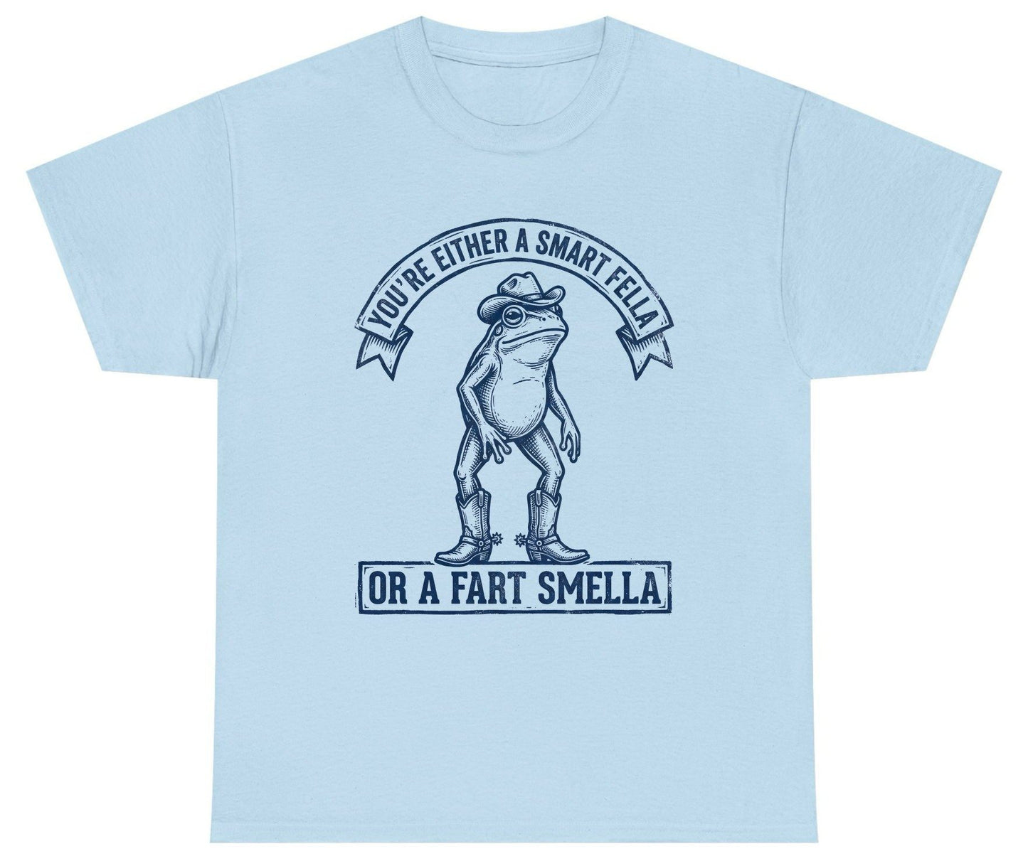 You're Either a Smart Fella or a Fart Smella cowboy frog Youth T-Shirt Light Blue product mockup