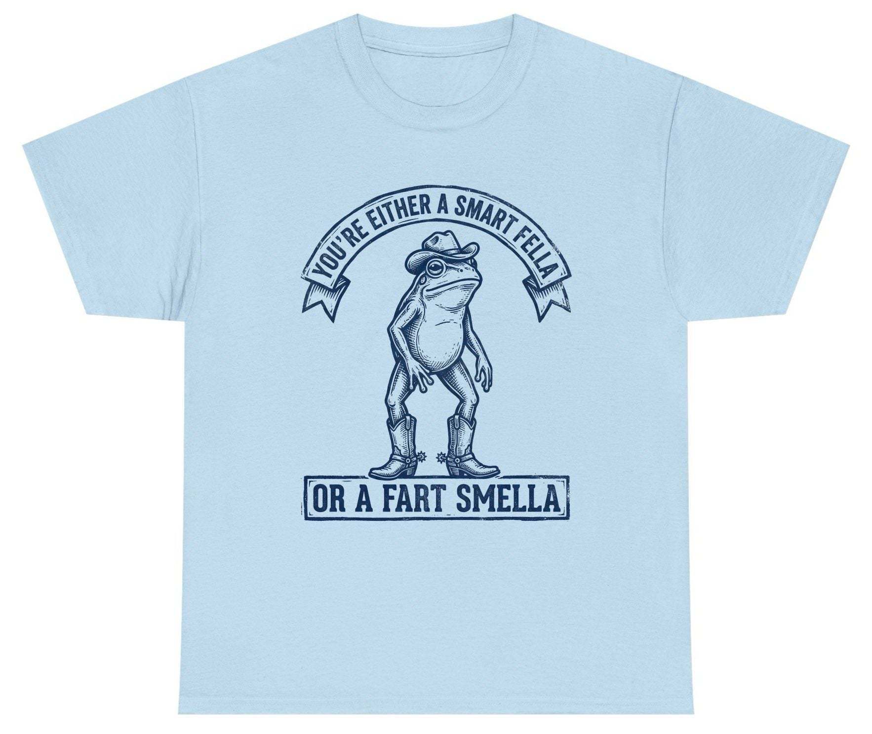 You're Either a Smart Fella or a Fart Smella cowboy frog Youth T-Shirt Light Blue product mockup