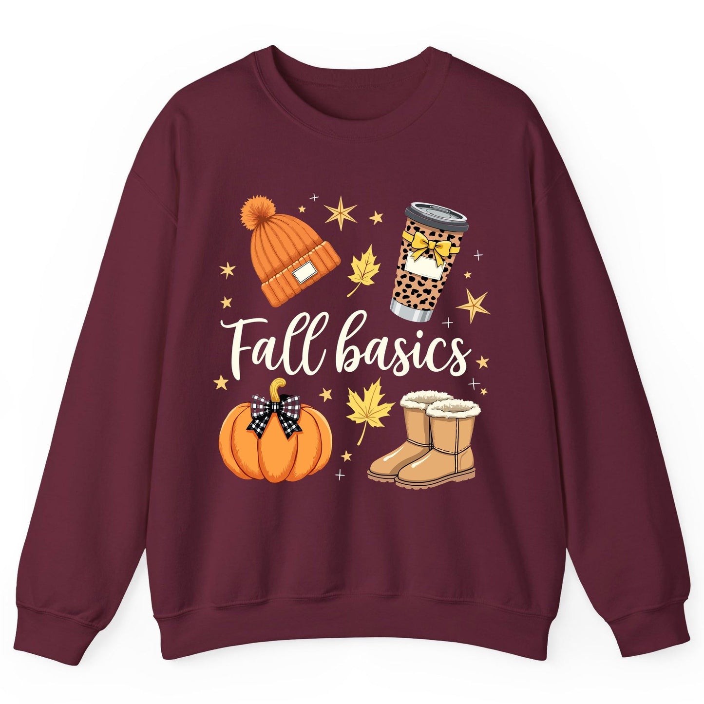 Fall Basics autumn essentials Sweatshirt Maroon product mockup