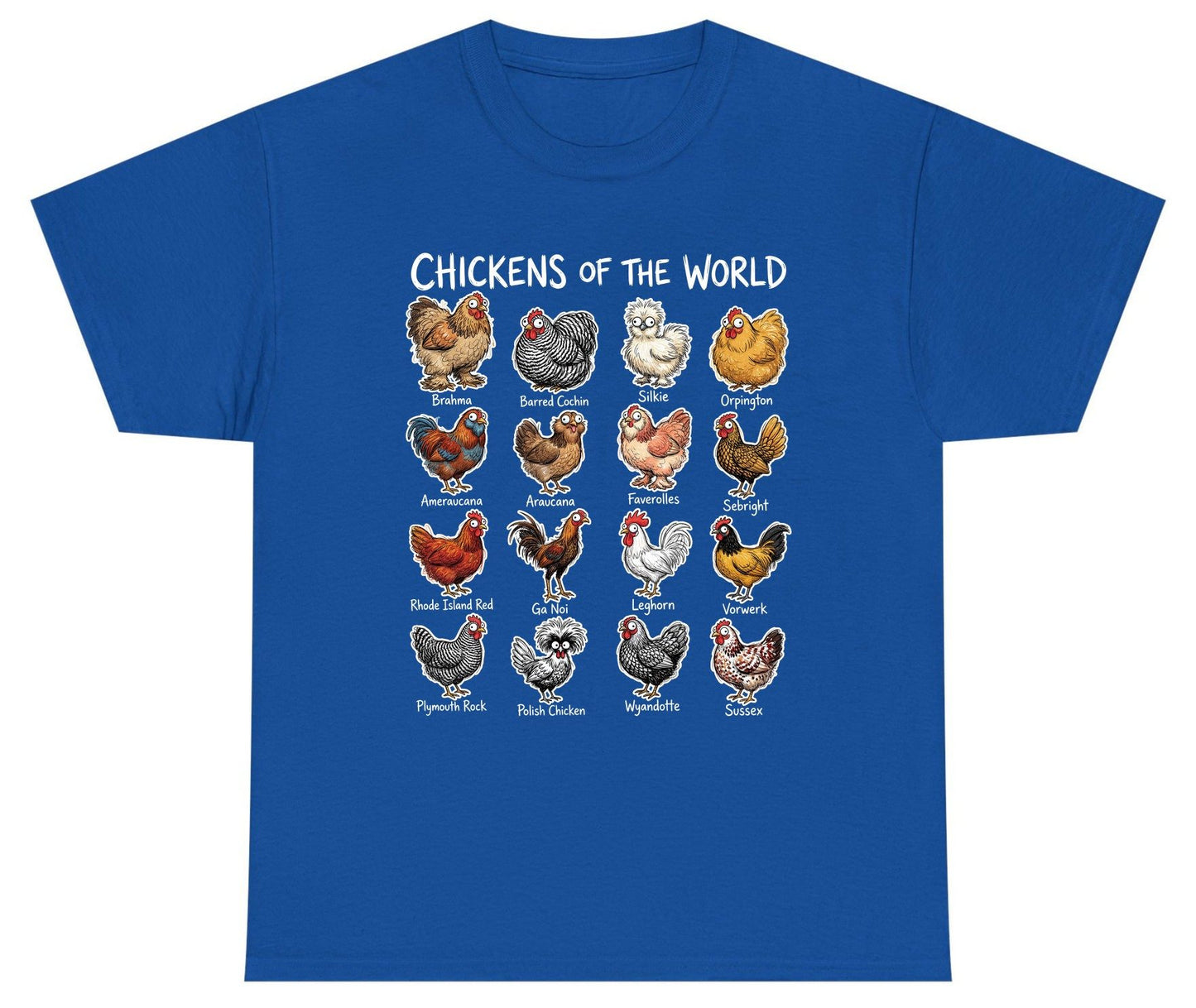 Chickens of the World chicken breeds Youth T-Shirt Royal product mockup