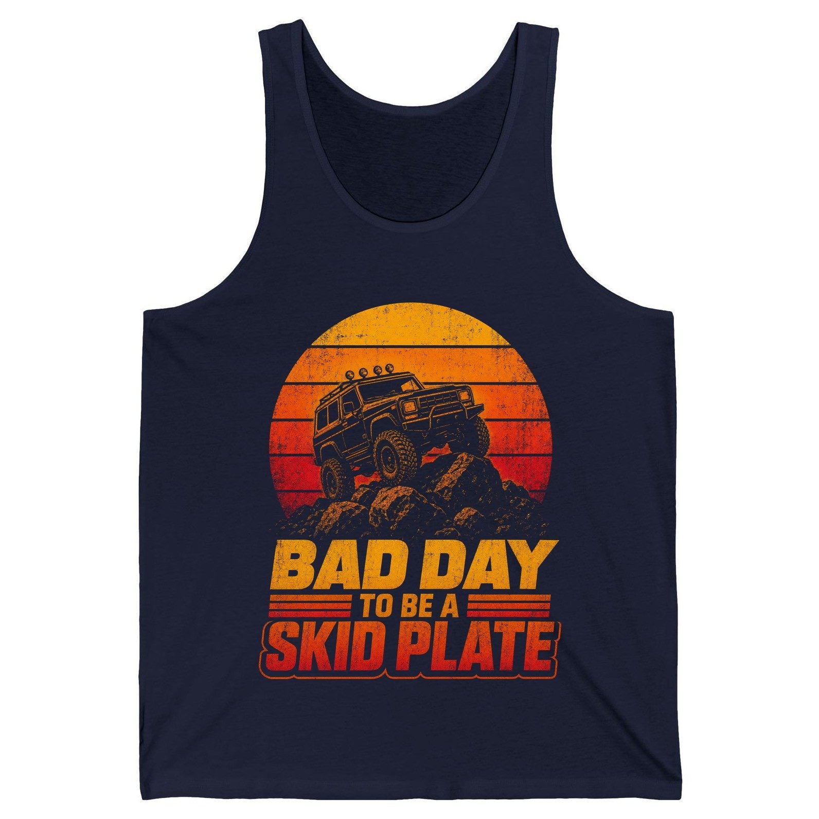 Bad Day to Be a Skid Plate Funny Off-Roading Tank Top - product mockup - Navy
