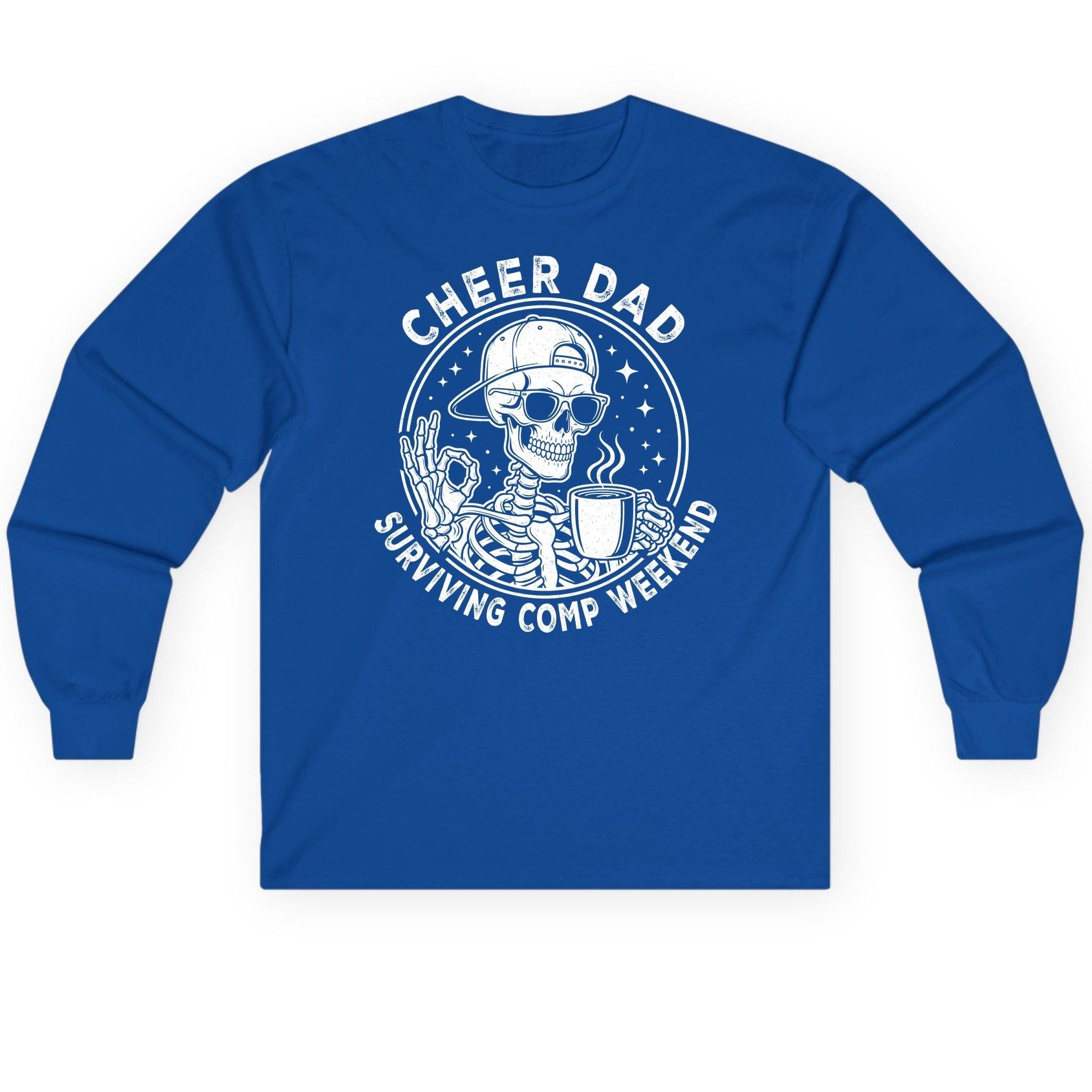 Cheer Dad Surviving Comp Weekend cheer dad Long Sleeve Tee Royal product mockup