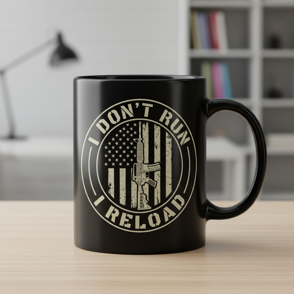 I Don't Run I Reload Patriotic Gun Rights Design Black Mug - Black