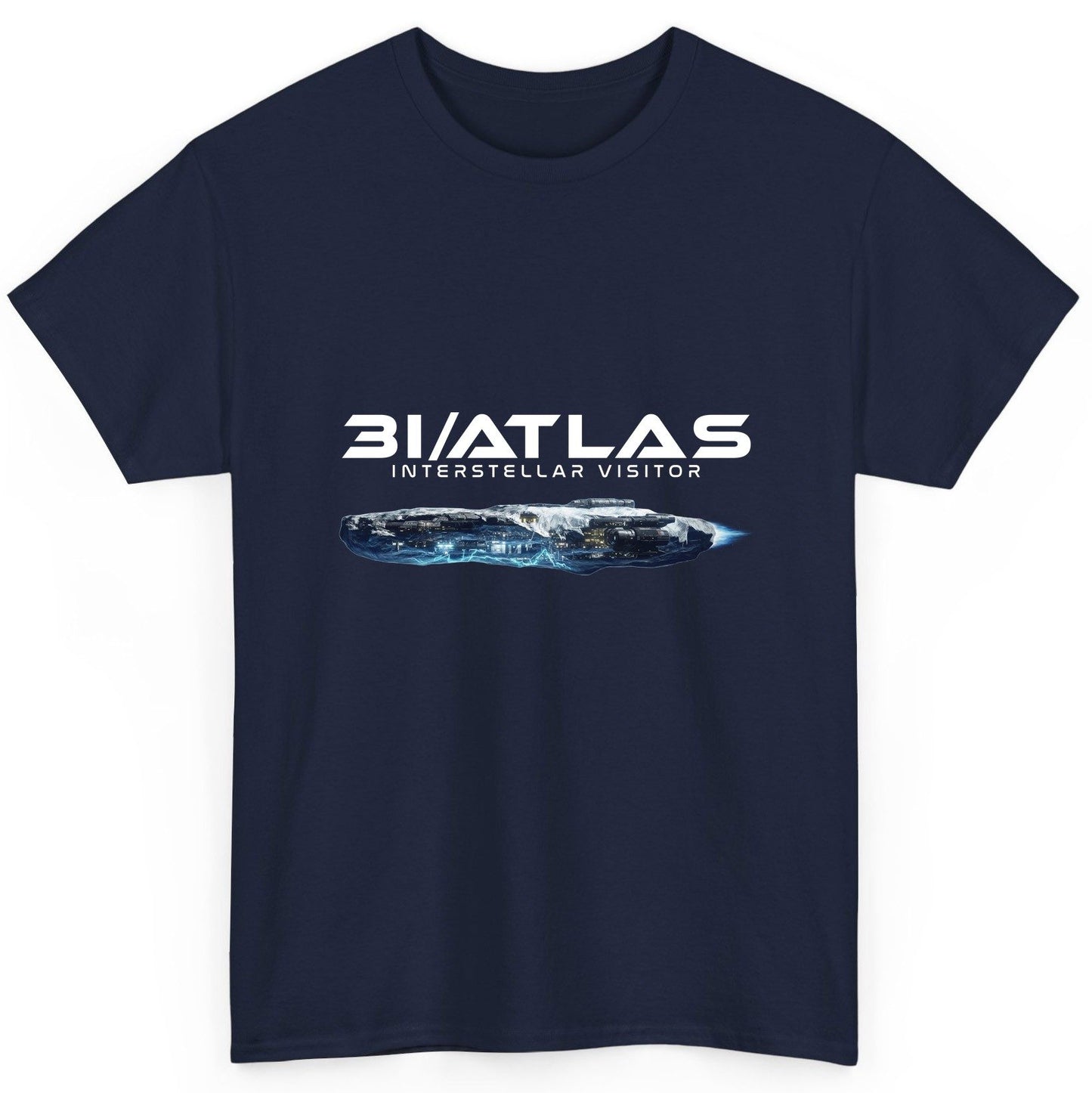 31 Atlas Interstellar Visitor sci-fi spaceship T-Shirt Navy product mockup