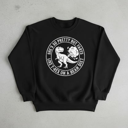 Funny Farting T-Rex On A Bean Diet Sweatshirt - Black