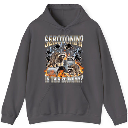 Serotonin in This Economy? raccoons Hoodie Charcoal product mockup