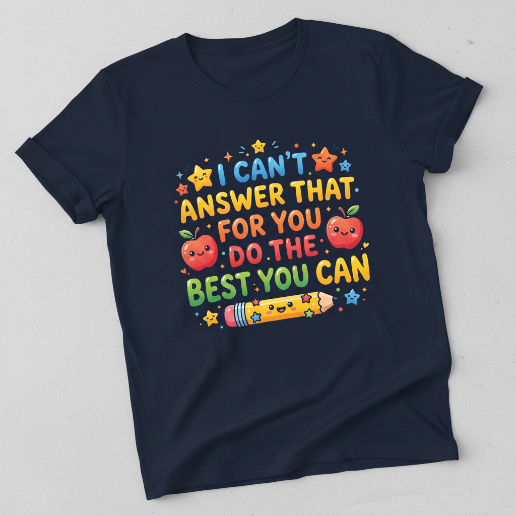 I Can't Answer That For You Cute Teacher Saying T-Shirt - Navy