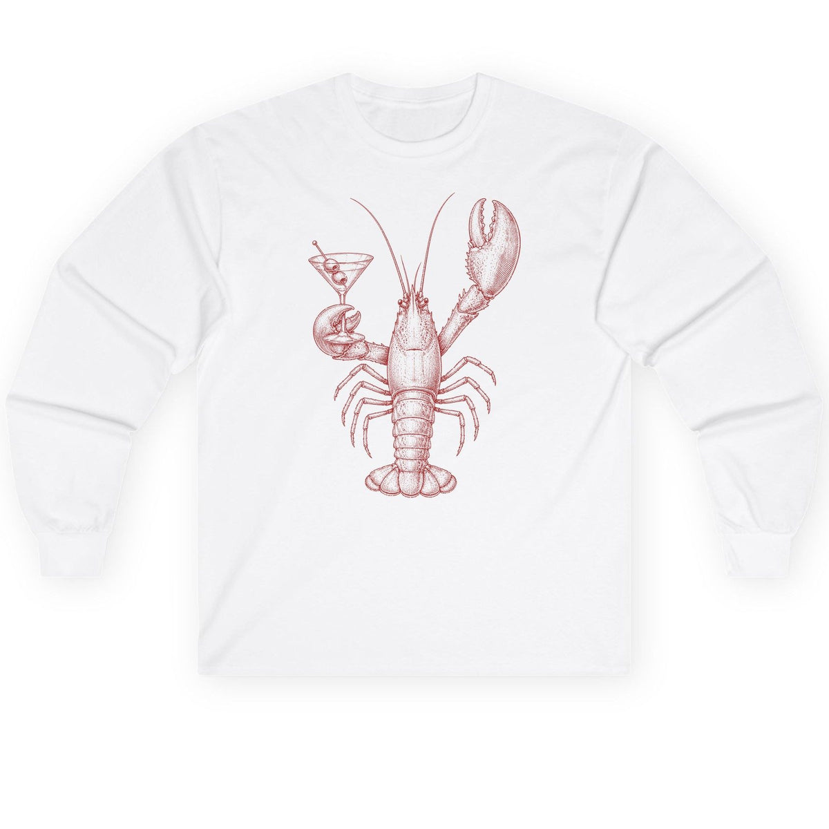 Vintage Lobster Martini lobster Long Sleeve Tee White product mockup