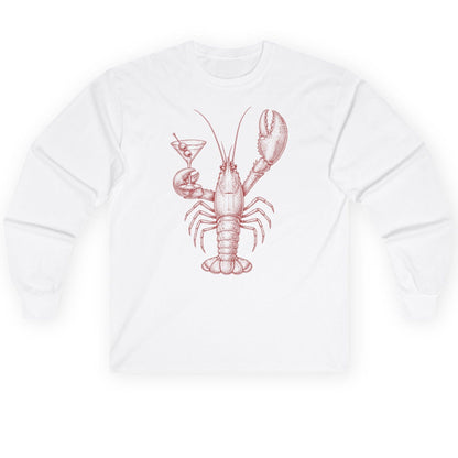 Vintage Lobster Martini lobster Long Sleeve Tee White product mockup