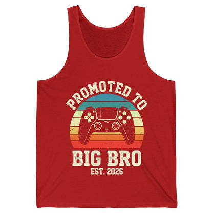 Promoted TO BIG BRO EST 2026 Retro Gaming Tank Top - product mockup - Red