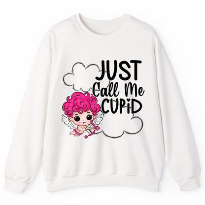 Just Call Me Cupid cupid Sweatshirt White product mockup