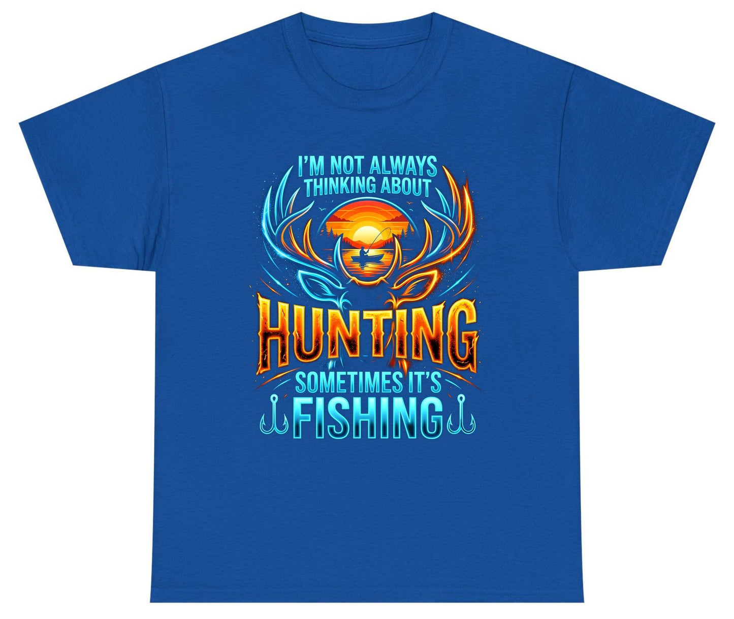 I'm Not Always Thinking About Hunting Sometimes It's Fishing hunting and fishing Youth T-Shirt Royal product mockup