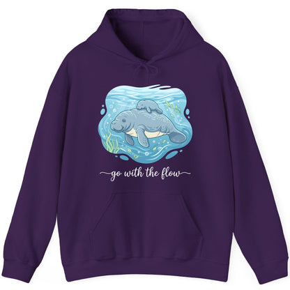 Go with the Flow Manatee Hoodie - product mockup - Purple