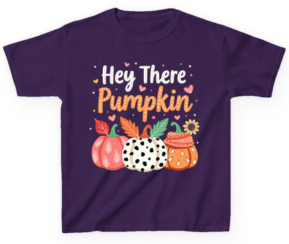 Hey There Pumpkin fall pumpkins Youth T-Shirt Purple product mockup