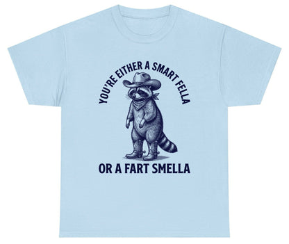 You're Either a Smart Fella or a Fart Smella cowboy raccoon Youth T-Shirt Light Blue product mockup