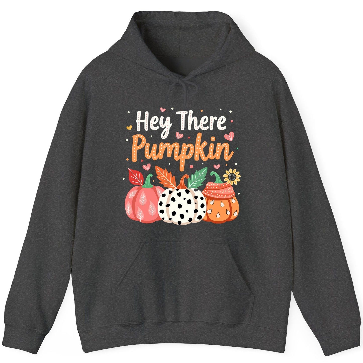 Hey There Pumpkin fall pumpkins Hoodie Dark Heather product mockup