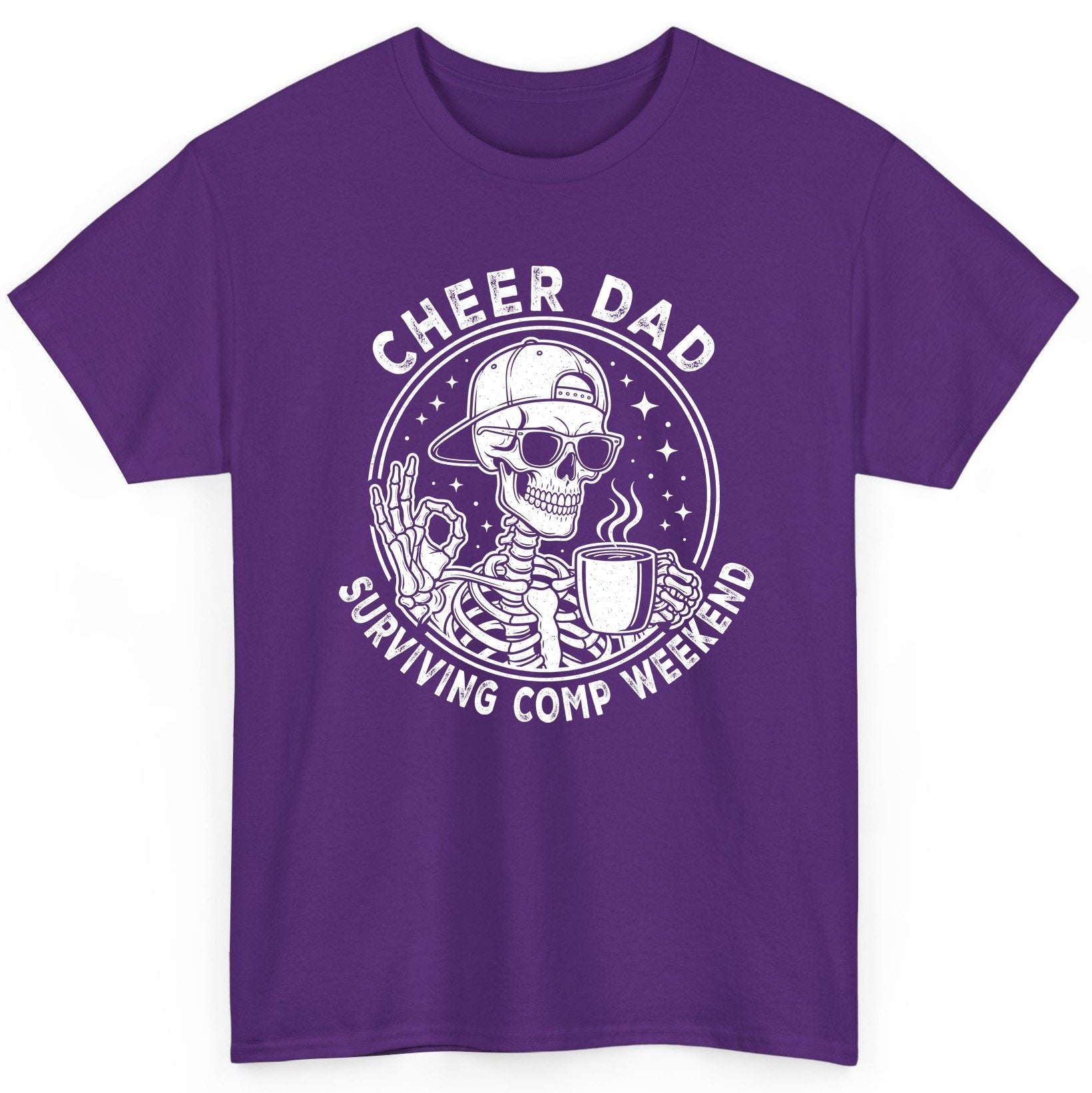 Cheer Dad Surviving Comp Weekend cheer dad T-Shirt Purple product mockup