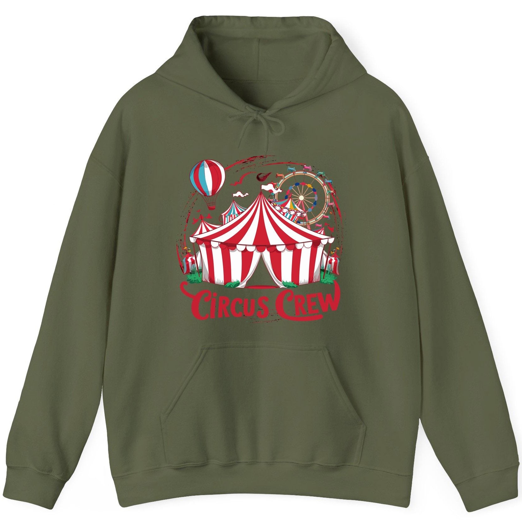 Circus Crew circus Hoodie Military Green product mockup