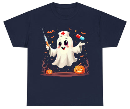 Cute Ghost Nurse Halloween ghost nurse Youth T-Shirt Navy product mockup
