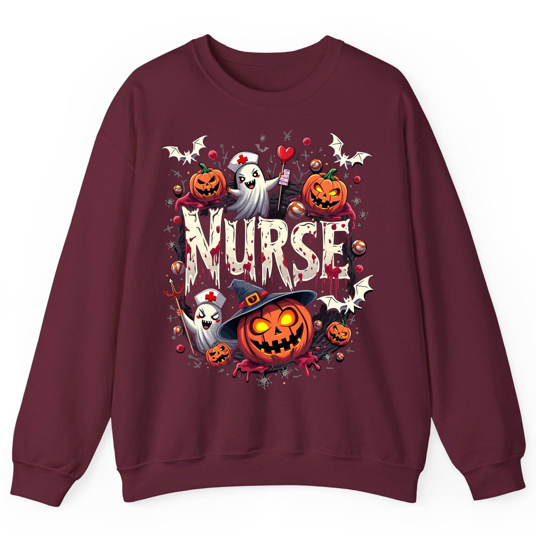 Nurse Halloween nurse Sweatshirt Maroon product mockup