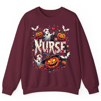 Nurse Halloween nurse Sweatshirt Maroon product mockup