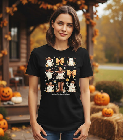 Boo Haw Cute Ghost cute ghost T-Shirt Black lifestyle mockup