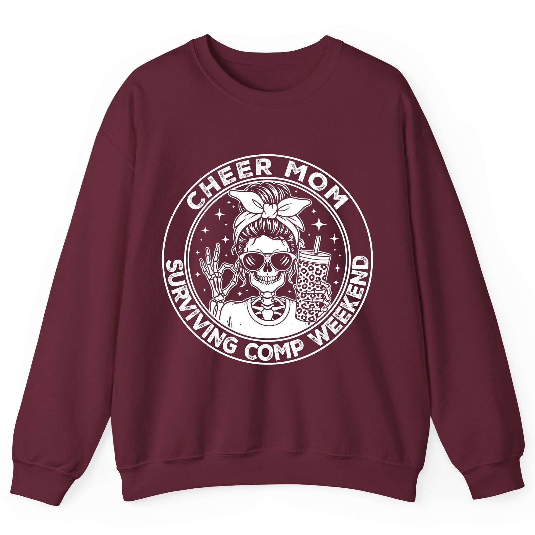 Cheer Mom Surviving Comp Weekend cheer mom Sweatshirt Maroon product mockup