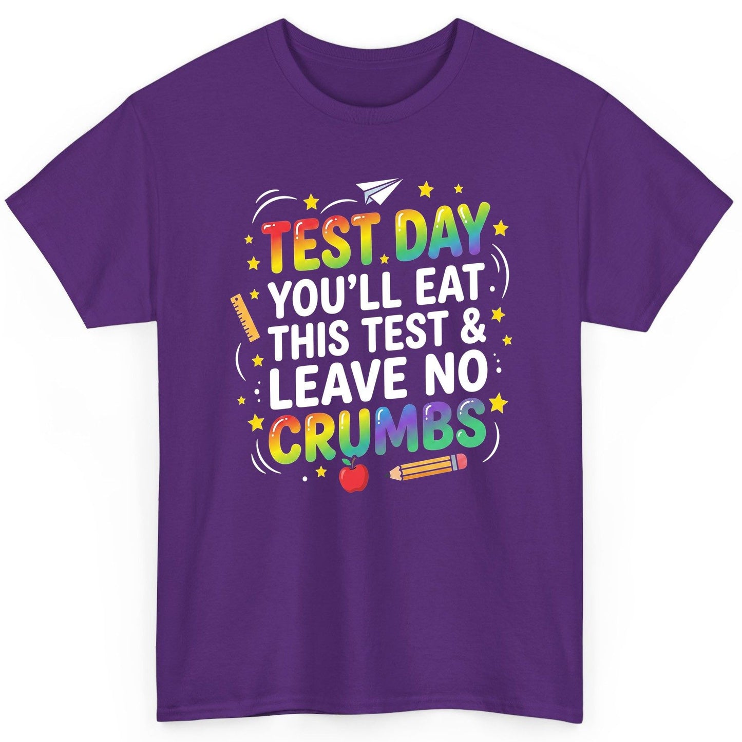 Test Day You'll Eat This Test & Leave No Crumbs Testing T-Shirt - product mockup - Purple