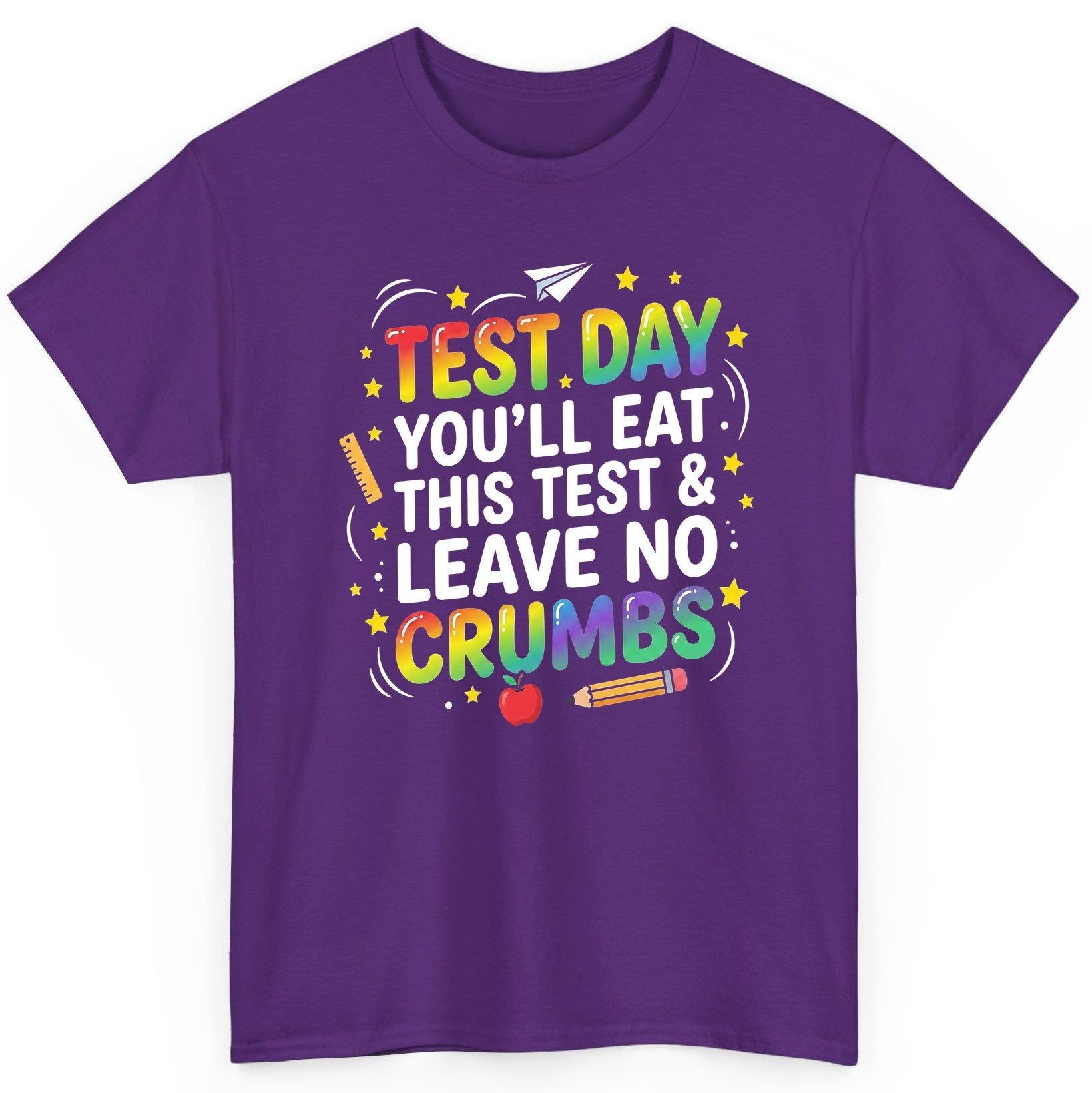 Test Day You'll Eat This Test & Leave No Crumbs Testing T-Shirt - product mockup - Purple